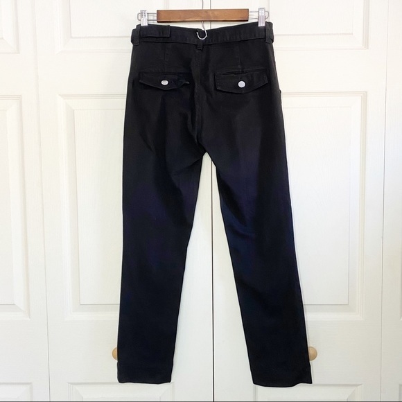 J Brand Exposed Button Fly Black Belted Crop Pants Button Flap Back Pockets - Picture 6 of 11